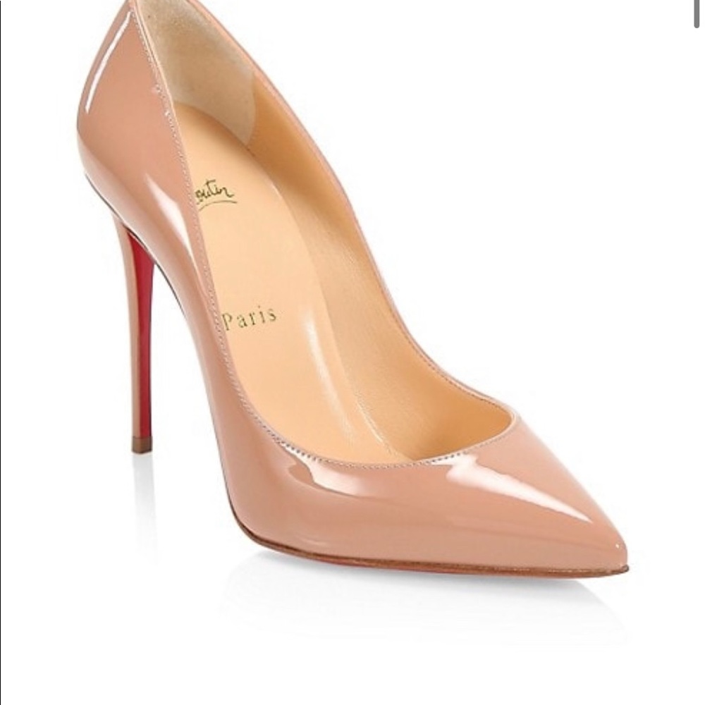 Pigalle Follies Patent Red Sole Pumps - nude